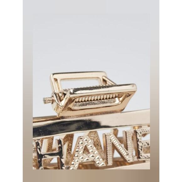 Chanel Goldtone Metal Crystal Logo Printed Hair Claw Clip main image 5